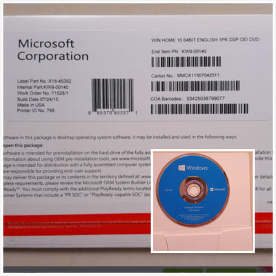 Первоначально стикер Systerm win10 Coa програмного обеспечения Microsoft Windows 10 профессиональный самонаводит COA